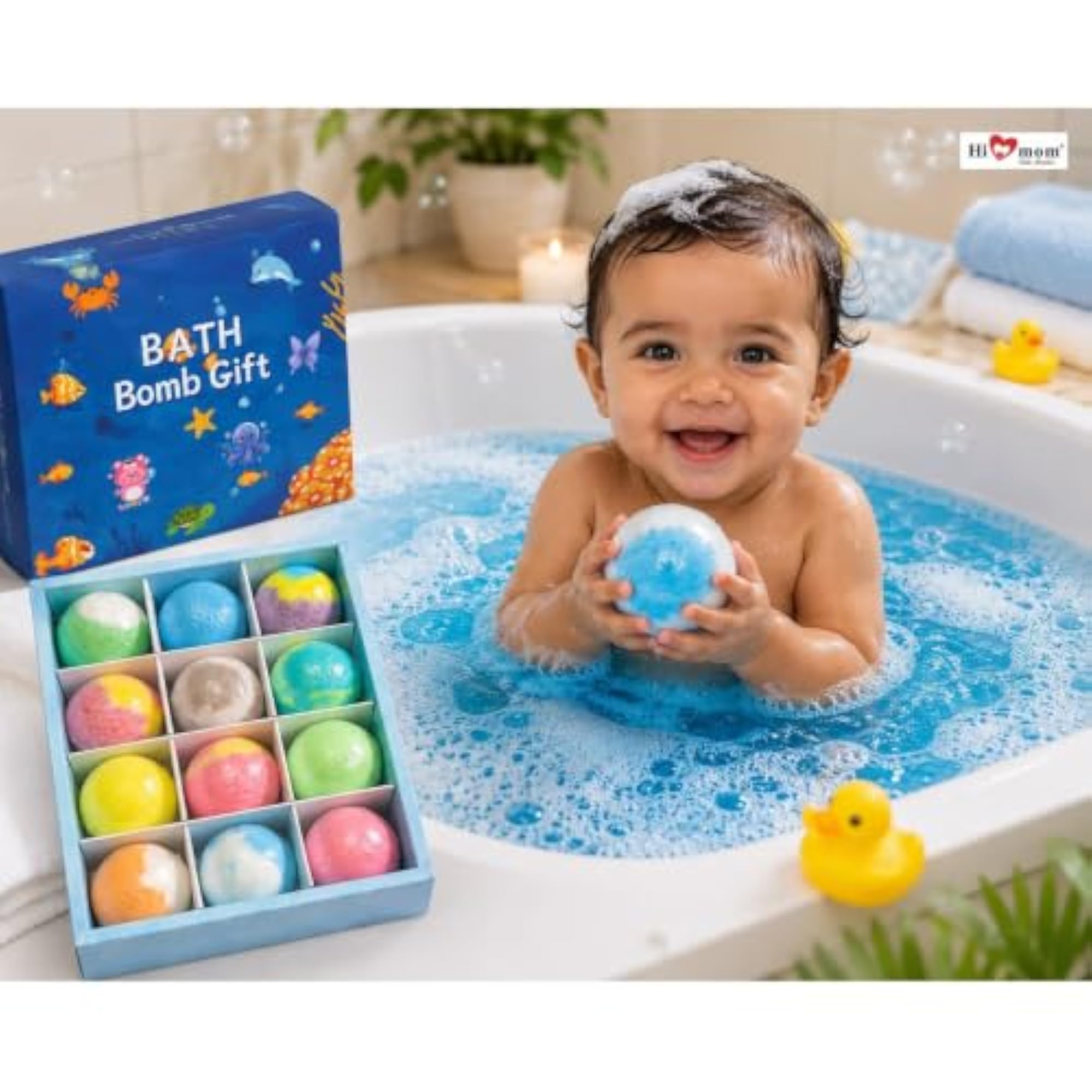 Colorful Baby Bath Bombs with Essential Oils