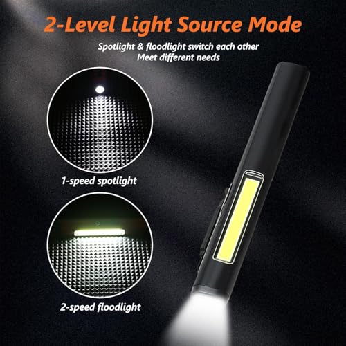 flintronic 2Pcs Taschenlampe, Mini LED Taschenlampe, Handheld Taschenlampe Klein, IPX4 Wasserdicht Stiftlampe, USB-aufladbare, Stift Lampe Perfekt für Inspektion, Arbeit, Reparatur, Notfälle