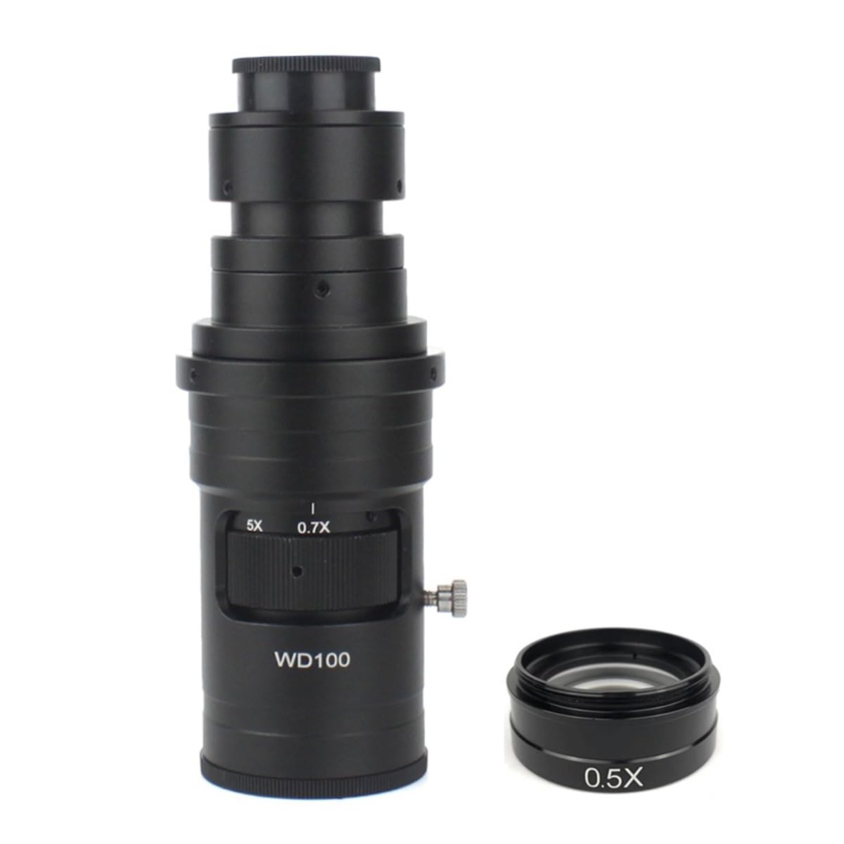 Zestaw akcesoriów do mikroskopu 400X 1000X regulowane powiększenie obiektyw C Mount Zoom wypukły obiektyw optyczny do cyfrowej kamery mikroskopowej USB szkiełka mikroskopowe (rozmiar: i obiektyw 0,5