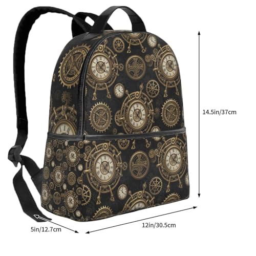 Extra Large Travel Backpack, Lightweight Daypack for Men and Women Vintage Clock Steampunk Gears Art Design4