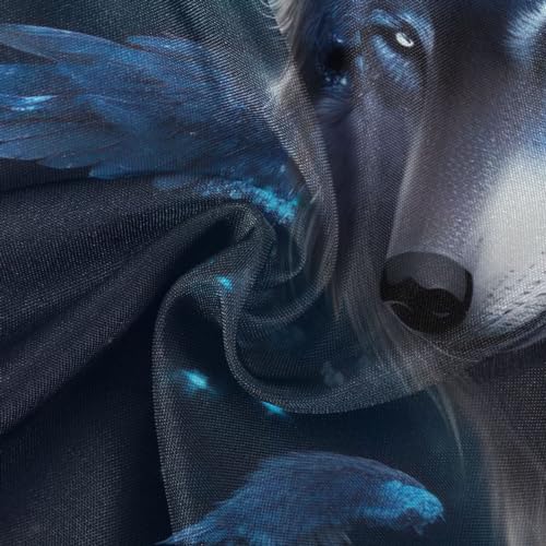 Wajiw 60 Inch Indoor Outdoor Round Tablecloth with Umbrella Hole and Zipper Waterproof Patio Table Cover for Camping Dining Room Party Outdoor Picnic,Wolf