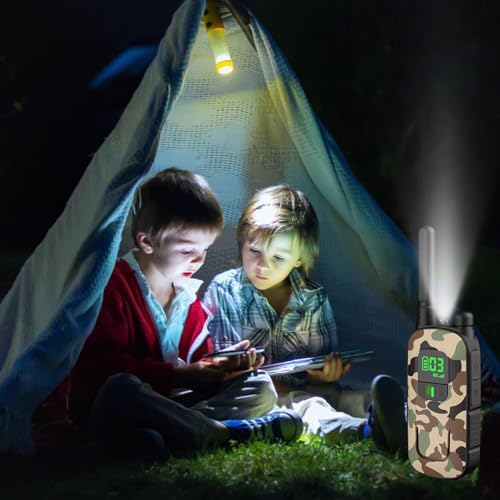 Radioddity PR-T3 Walkie Talkie für Kinder 16 Kanäle PMR446 Funkgerät für 3-12 Jahre Kinder VOX mit Taschenlampe 4KM Reichweite für Abenteuer, Outdoor, Camping, 2 Stücke