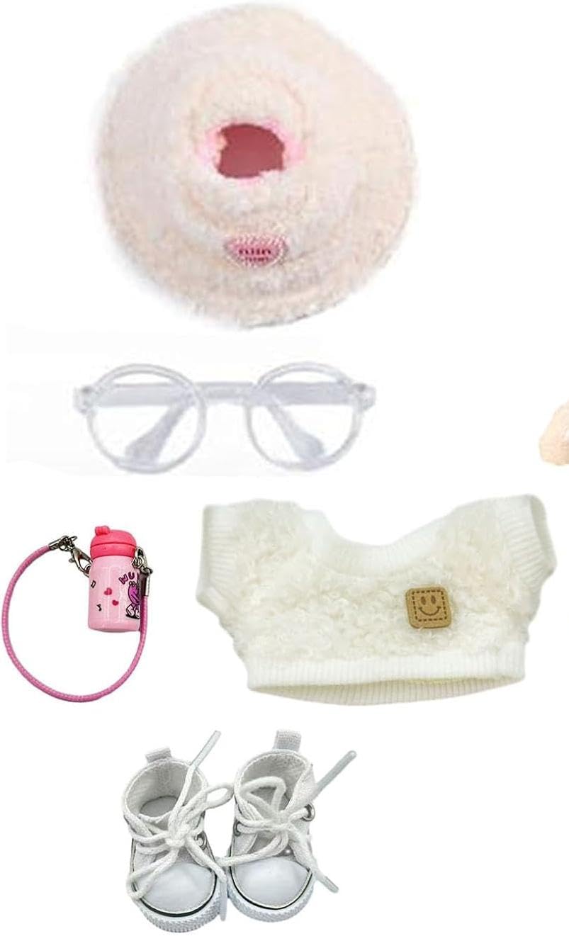 Generic6.7 in Doll Clothes Compatible, Plush Clothes Set, Cute Outfit Suitable, Doll not Included (Beige)