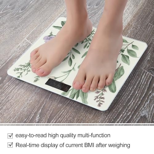 Báscula digital de cuerpo verde con hojas y ramas miniatura 5