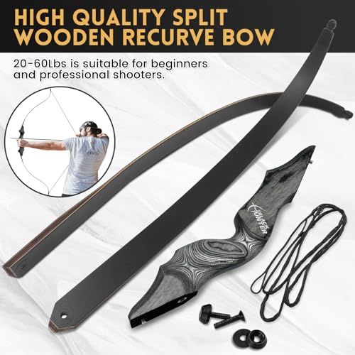 Obert Original Black Hunter Takedown Recurve Bow 60Inch With Bamboo Core Limbs Archery Hunting Target Practice thumb #4