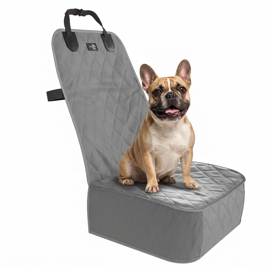 Active Pets Dog Car Seat Cover, Waterproof Front Seat Protector for SUV Truck Sedan, Pet Safety Travel Comfort System with Universal Fit (Grey)
