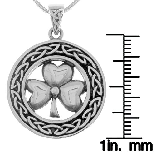 Sterling Silver Celtic Good Luck Clover Shamrock Pendant Necklace 18"4