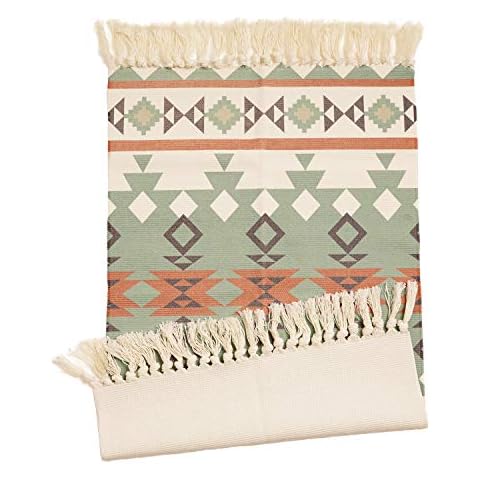 Winwinplus Cotton Area Rug, Hand Woven Carpet Tassels Throw Rugs Door Mat Indoor Area Rugs for Bathroom, Bedroom, Living Room, Laundry Room Home Decoration, 2' x 4.3' Cover