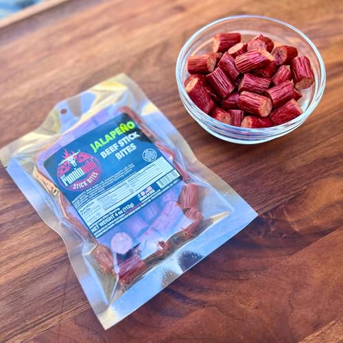 Image of Jalapeno Beef Stick Snack Bites | Spicy Jalapeno 100% Beef | Protein-Packed, Bold & Zesty Flavor | Bite-Sized Meat Snacks | 12oz Total (Pack of 3 Bags, 4oz Each)