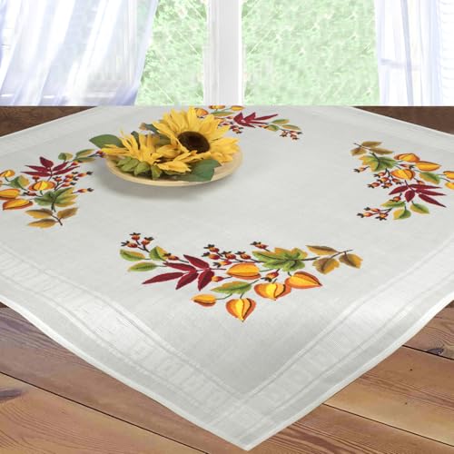 KAMACA Nappe à broder d'automne - Nappe pré-imprimée avec fil à broder et instructions de...