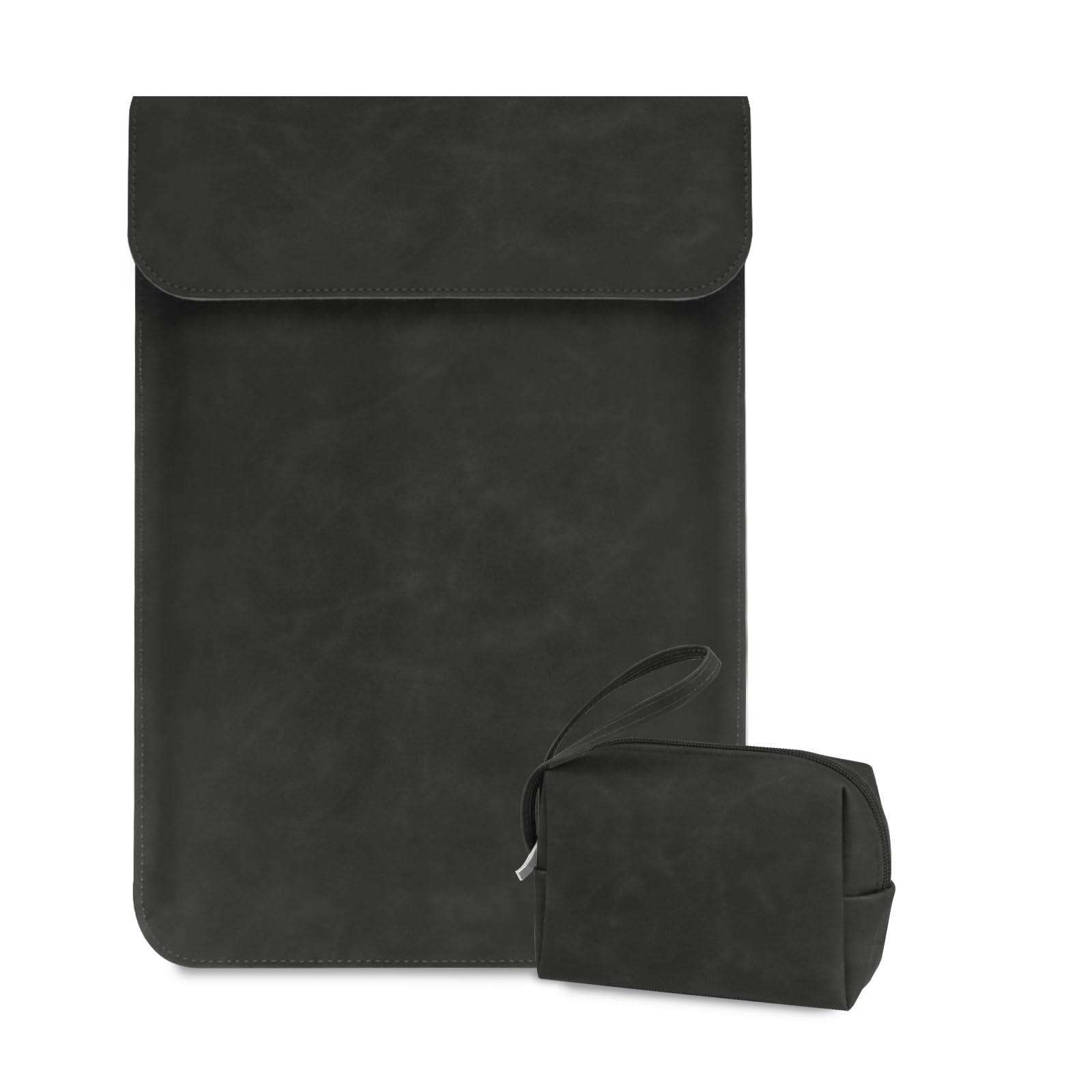 MaEiol 15-16 Zoll Laptoptasche Hülle, Laptop Sleeve Laptophülle mit Zubehör Tasche, PU Leder Ultradünn Laptop Hülle PC Computer Tasche für MacBook HP Dell Lenovo Acer Surface ASUS, Gray