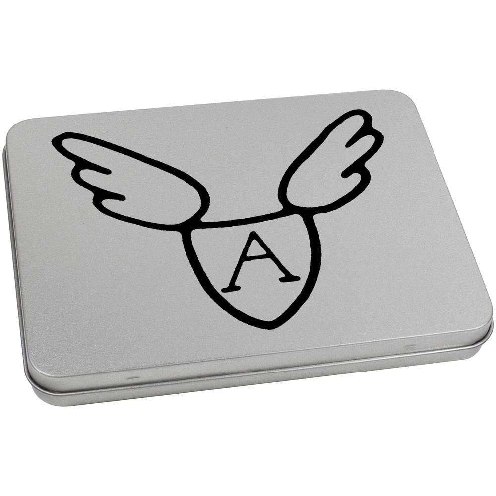 Azeeda 170mm 'Initial A With Wings' Metal Hinged Tin/Storage Box (TT00173177)