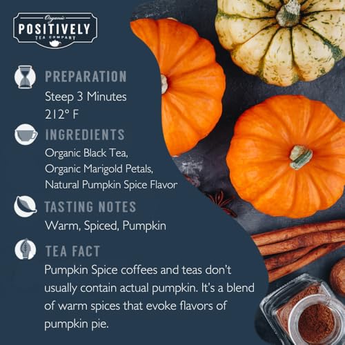 Image of Organic Positively Tea Company, Pumpkin Spice Black Tea, Loose Leaf, 4 Ounce