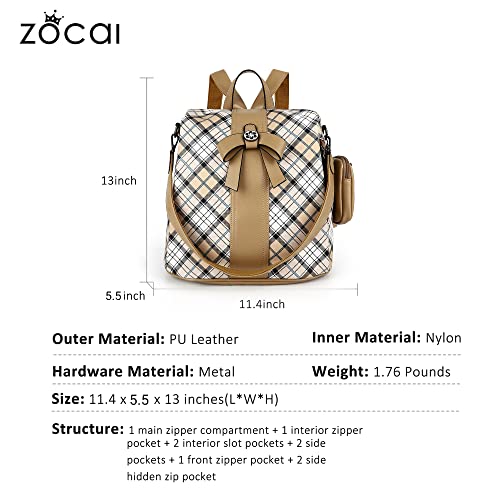 Image of ZOCAI Backpack Purse for Women Fashion Backpack Purses PU Leather Daypacks Anti-Theft Shoulder Bag Satchel Purse