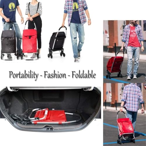 Carrito de compras ligero para aislamiento con 6 ruedas, plegable y apto para subir escaleras, para mercado y traslado de bolsas miniatura 7