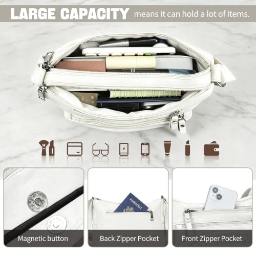 Image of ELDA Purses for Women Pocketbooks Soft PU Leather Ladies Crossbody Purse Multi Pocket Shoulder Bag