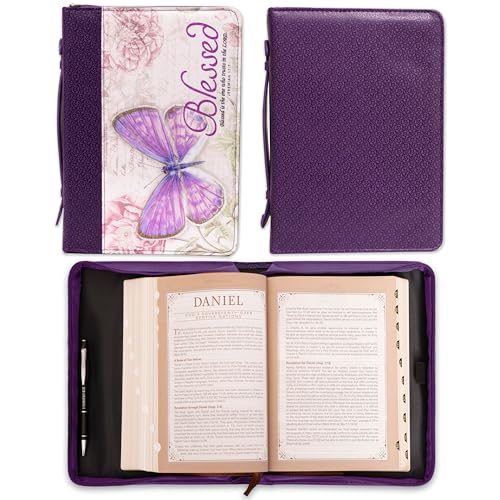Christian Art Gifts Women's Fashion Bible Cover Blessed Butterfly Jeremiah 17:7, Purple Floral Faux Leather, XL by Christian Art Gifts - Image 2