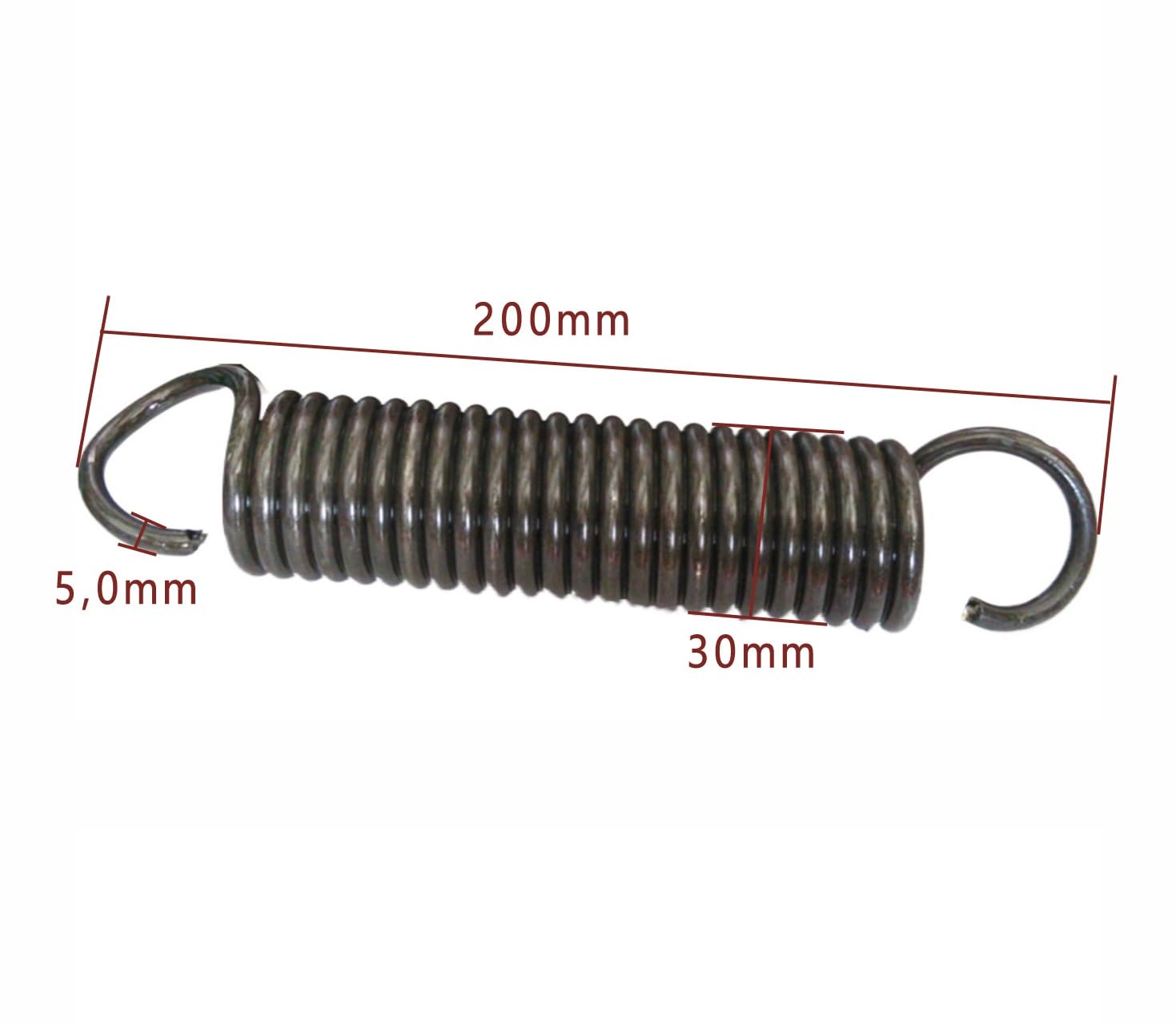 2 Stücke Spannfeder Zugfeder Mit Haken 200mm, Durchmesser 5,0mm, 30mm Außendurchmesser