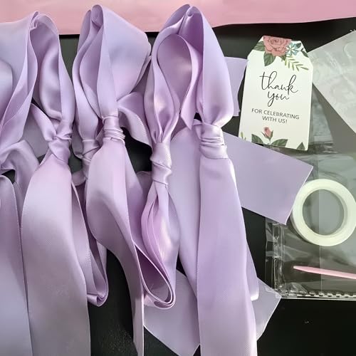 Image of Bow Knot Garland | 6ft Linking Satin Bow Banner with 3ft Extend Ribbon for Coquette Bachelorette Party, Baby Shower,Bridal Shower Wedding Baby Room Bed Decor (Violet, 6ft)