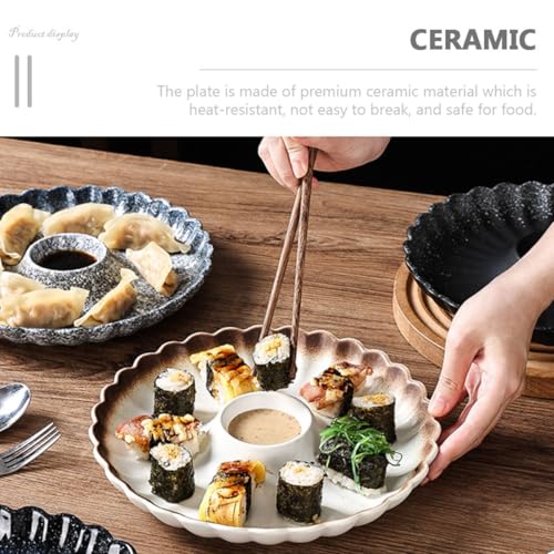 Plato de cerámica para sushi y dumplings estilo japonés miniatura 3