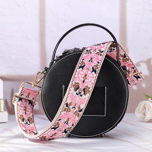 Image of Flower Purse Strap Replacement Embroidery Crossbody Shoulder Strap for Handbag Canvas Purse Extender Accessories