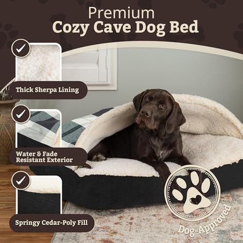 Image of Snoozer Rectangle Cozy Cave Dog Bed, Hooded Dog Bed, Barkley B Diamond (S)