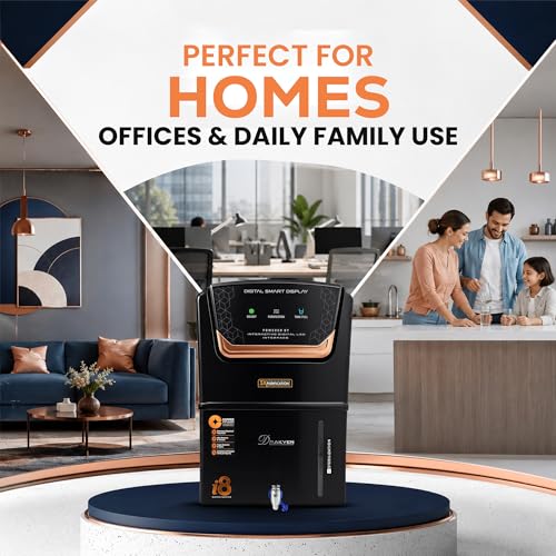 Image of i8 RO Water Purifier | RO+UV+UF+Alkaline+Active Copper | Smart TDS Display | 12L Storage | 3-Stage Purification | Black & Copper