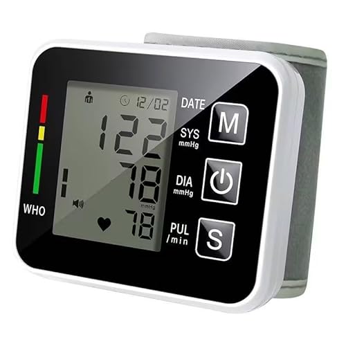 Wrist Blood Pressure Monitor – Advanced Digital BP Measurement with Accurate Heart Rate & Pulse Tracking, Large LCD Screen, 90-Memory Storage, Battery-Powered (Black)
