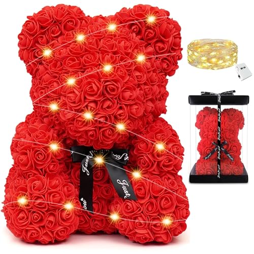 HORO.ES Orso di rose con confezione regalo - Rose Bear Orso Artificiali Rose Foam - Regalo San Valentino, San Valentino, San Valentino, San Valentino, anniversario, amore, compleanno, regalo romantico HORO.ES Orso di rose con confezione regalo - Rose Bear Orso Artificiali Rose Foam - Regalo San Valentino, San Valentino, San Valentino, San Valentino, anniversario, amore, compleanno, regalo romantico