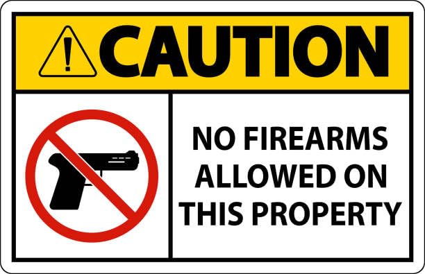 CAUTION NO FIREARMS ALLOWED ON THIS PROPERTY SIGN | Waterproof Sticker (B0CMHJYYSG) Amazon Price History, Amazon Price Tracker