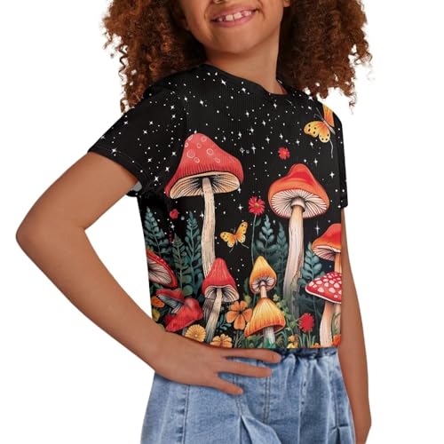 Image of Kids T Shirt Short Sleeve Crop Tops for Girls Summer Clothes Pullover Tees Shirt 5-14
