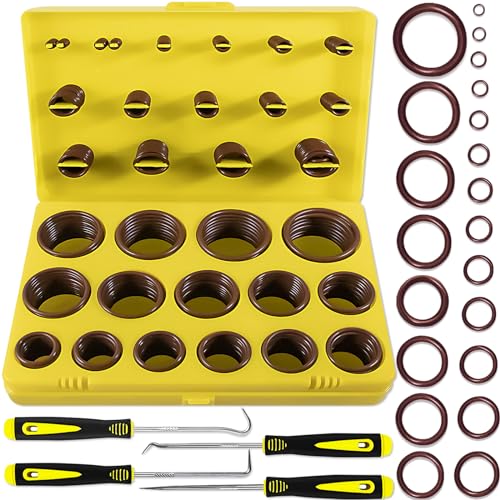 Image of XBVV 386 PCS 30 Sizes Metric Viton O-Ring Assortment Kit for Various Chemicals, Cylinders, Hydraulic,Automotive and Plumbing Pressure Washer O Ring Repairs 75A Durometer