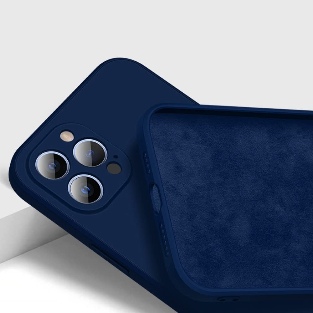 Coque silicone liquide iPhone 13 Pro bleue style carré chic - 8