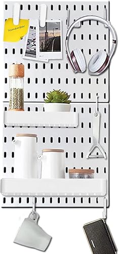 YokePo Kit organizador de pared con 2 pizarras blancas, accesorios, colgante modular para manualidades, adornos, almacenamiento de guardería