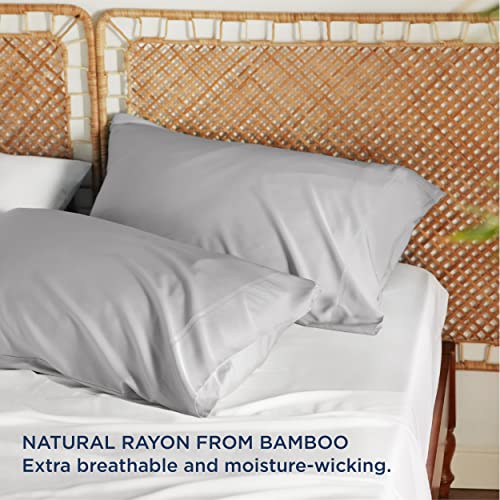 Bedsure Cooling Pillow Cases Standard Size, Rayon Derived from Bamboo Standard Pillowcases Set of 2, Breathable & Silky Soft Cool Bedding Pillow Covers with Envelope Closure, Light Grey, 20x26 Inches