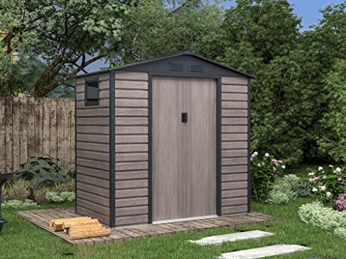 Vente-unique Abri de Jardin métal en Acier galvanisé Effet Bois Gris 2,79 m² - ADELMO