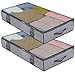 homyfort Juego de 2 Bolsa de Almacenamiento Plegable Debajo de la Cama Organizador de Edredones, Manta, Ropa, con Cremallera y 4 Asas, Plegable, 100 x 50 x 15 CM, Gris Lino, DEXDUBBP2