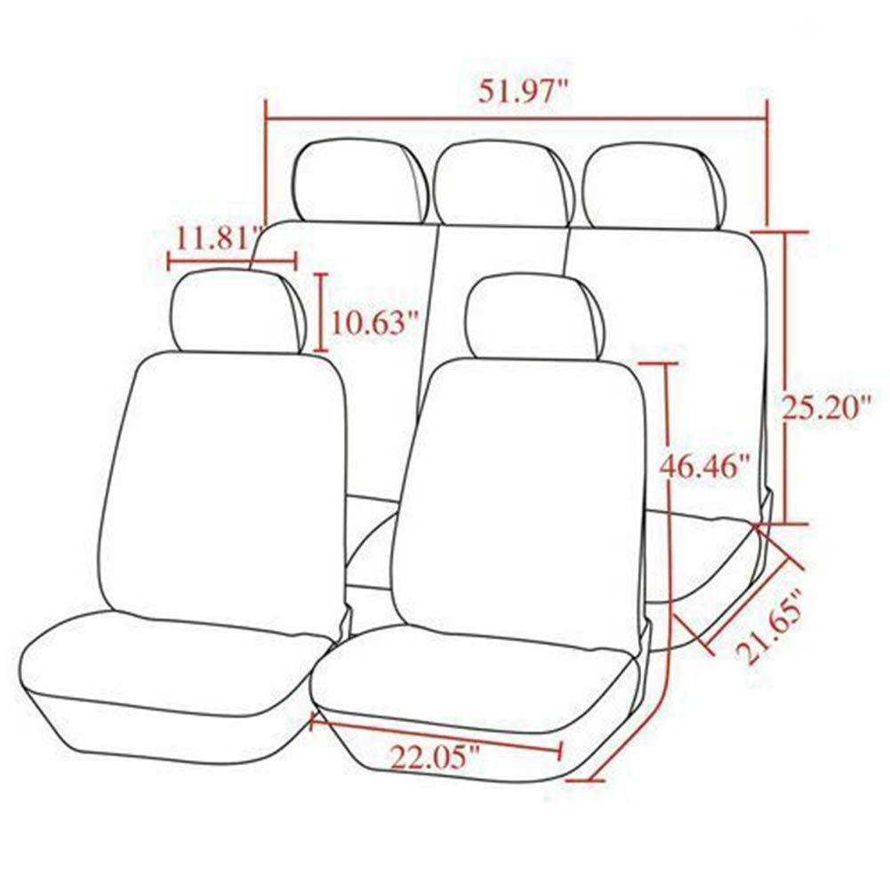 Juego Completo de Fundas Universales para Asientos de Coche, Reposacabezas Delanteros y Traseros Transpirables, Fundas Interiores para Protectores de Asientos de Automóviles (gris)