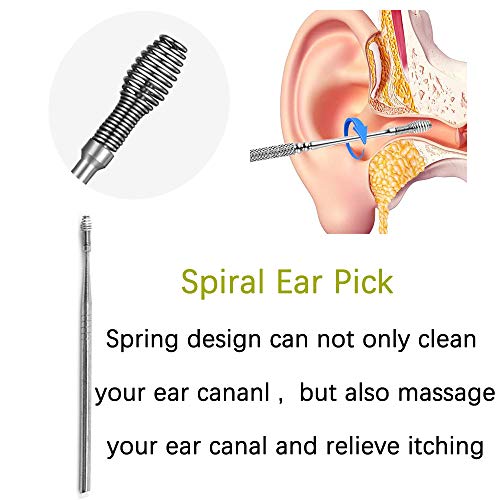 Ohrenreiniger, Ohrenschmalz Entferner 8 in1 Ohrreiniger aus Edelstahl, Wiederverwendbares Ohrenschmalz Reiniger, Ohrreinigungswerkzeug Set für Kinder Jugendliche und Erwachsene