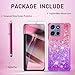 CAIYUNL for Moto G 5G 2025 Case with Screen Protector, Women Girls Glitter Bling Liquid Floating Cute Phone Case Slim TPU Soft Silicone Shockproof Protective Cover for Motorola G 5G 2025-Pink Purple