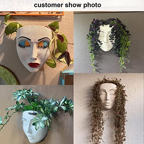 Face Vase,Resin Face Planter Pot,Modern Sculpture Planter Pot With Drain Hole,Human Face Dried Flower Shaped Vase,Wall Hanging Plant Pot For Home Decor Centerpieces, Office Or Outdoor Hanging Decor #TOP4