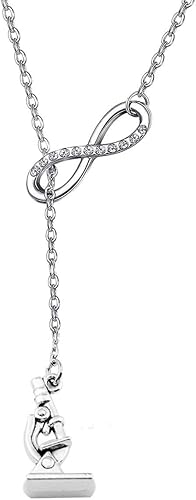 FUTOP Science Gift Biologist Science Jewelry - Collar con microscopio de ADN y Lariat y regalo para científicos, químicos