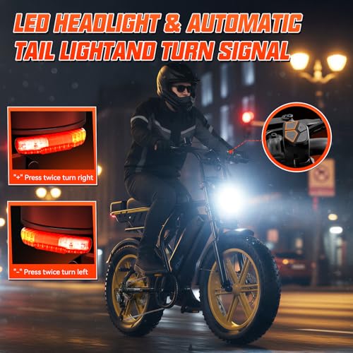 Image of TST Electric Bike for Adults 1500W Peak 20 inch Fat Tire All-Terrain E-Bike 60 Miles Electric Dirt Bike - 48V 15 AH Battery Electric Bicycle