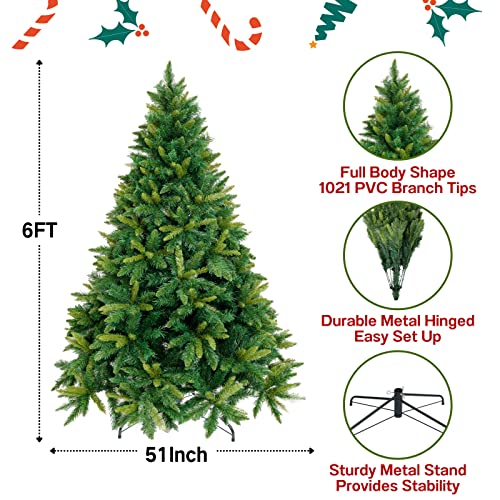 Kofero Artificial Christmas Tree 6Ft Unlit Full Premium Xmas Hinged Spruce Tree For Indoor Outdoor Holiday Decor With Metal Stand Easy Assembly #TOP1