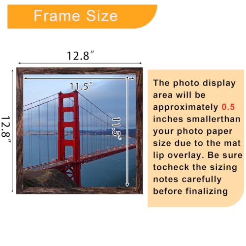 Image of BESCRCL 12x12 Picture Frame Wall Hanging, Engineered Wood Photo Frames for 30 x 30cm Diamond Art Painting, Brown, 1 Pack