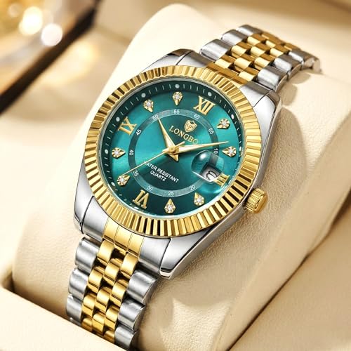 Image of Longbo Trident 83831 Analog Watch with Studded Dial Accents, Stainless Steel Bracelet, Luminous Hands & Date Display | Men | Office, Business, Formal & Gifting