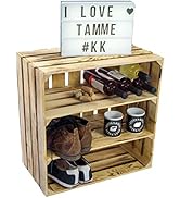 grosse geflammte massive Obstkiste "TAMME" mit zwei Einlegeböden / Zwischenbrettern ca 55 x 55 x ...