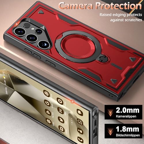 Image of for Samsung Galaxy S24 Ultra Case Magnetic with stand, with Mag-Safe, with Screen Protector, Wireless Charging, Shockproof for Samsung S24 Ultra 5G Phone Case, Ring Holder Cover, for Samsung S24 Ultra