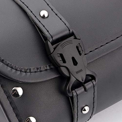Motorcycle Tool Bag, Universal Pu Leather Motorcycle Fork Bag Saddlebags Handlebar Bag Sissy Bar Storage Tool Bag Compatible With Honda Kawasaki Suzuki Yamaha Sportster (Black-1) #TOP5