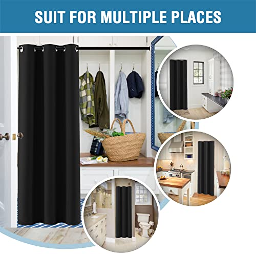 Image of H.VERSAILTEX Doorway Curtain Blackout Closet Door Curtain Room Divider Window Treatment Curtain for Bedroom Thermal Insulated Privacy Drape Soundproof Grommet, 42 x 80 inches, 1 Panel, Black